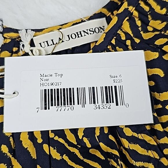 Ulla Johnson Macie Top in Noir Flutter Sleeve Cotton Poplin Blouse NWT Size 6 - Picture 6 of 9